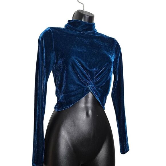 Privacy Please Crop Top Long Sleeve Velour Size Small Summer Cropped - Picture 3 of 8